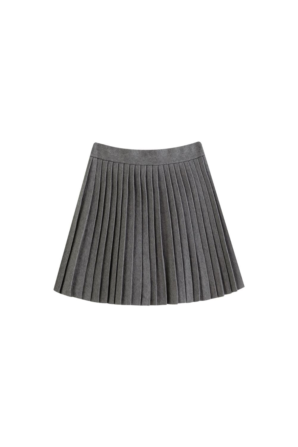 Flat lay of gray pleated skirt