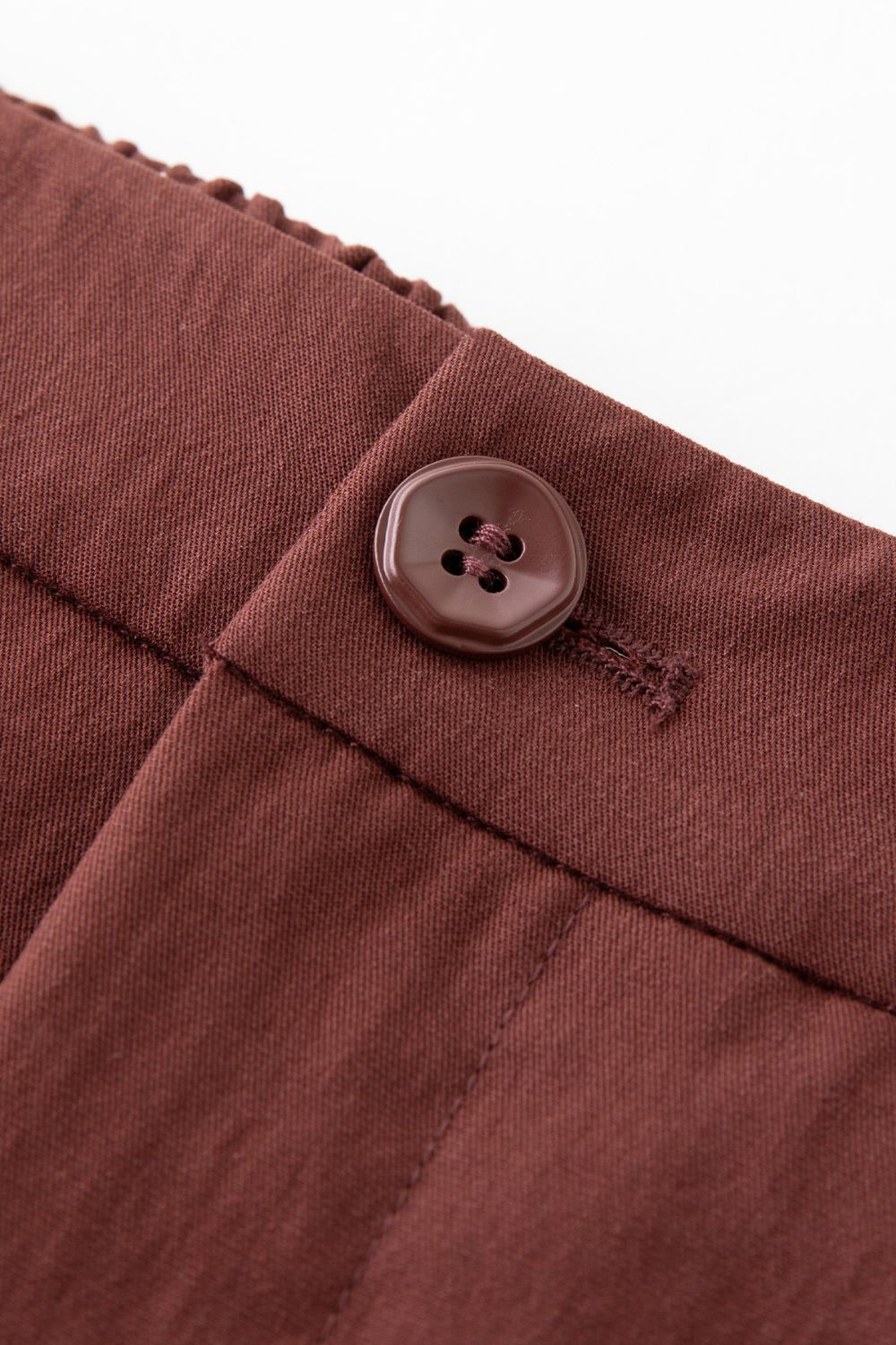 Close-up of brown jacket button detail